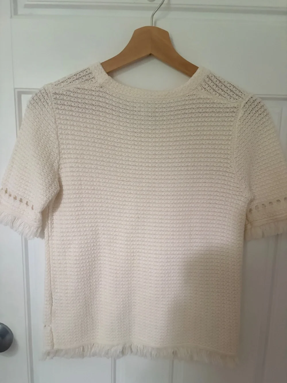 J.Crew 100% Cotton Fringe Short Sleeve Sweater | Women's XS